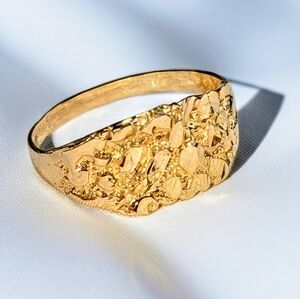 10K Yellow Gold Nugget Men's Ring